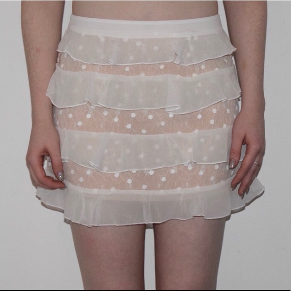 White Ruffle Mini Skirt